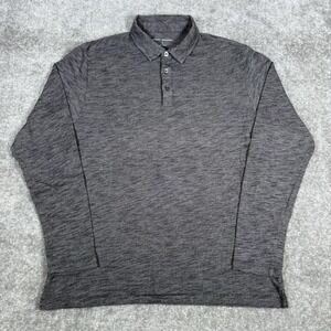 Robert Barakett Polo Shirt Men's Medium Black Striped Long Sleeve Casual Preppy‎